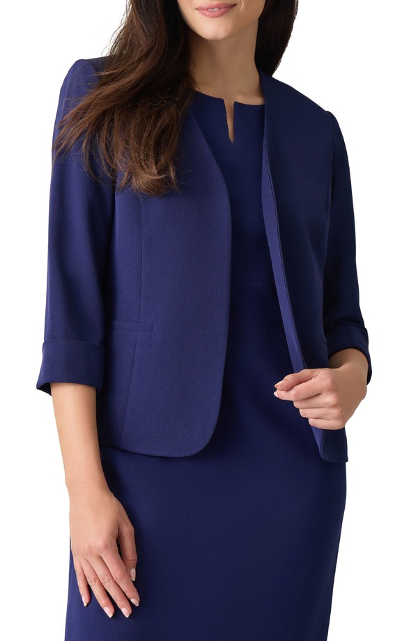 カスパール レディース アウター ジャケット・ブルゾン クレープ カーディガン ブレザー KASPER Cardigan-Style Stretch Crepe Blazer Kasper Navy ネイビー