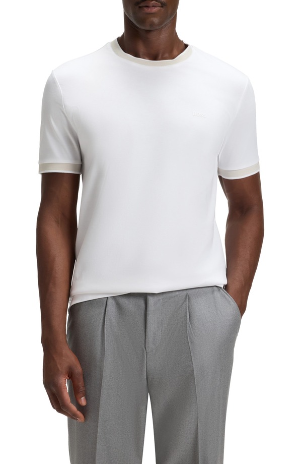 ボス メンズ トップス Tシャツ スリムフィット コットン BOSS Tessler Slim Fit Cotton Ringer T-Shirt White ホワイト 23,100円