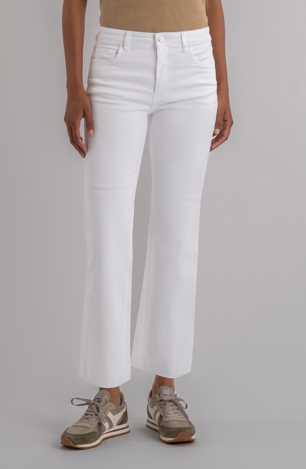 カットフロムザクロス レディース ボトムス デニムパンツ ハイウエスト フレアンクル ジーンズ KUT from the Kloth Kelsey High Waist Raw Hem Ankle Flare Leg Jeans Optic White ホワイト|ReVida 店