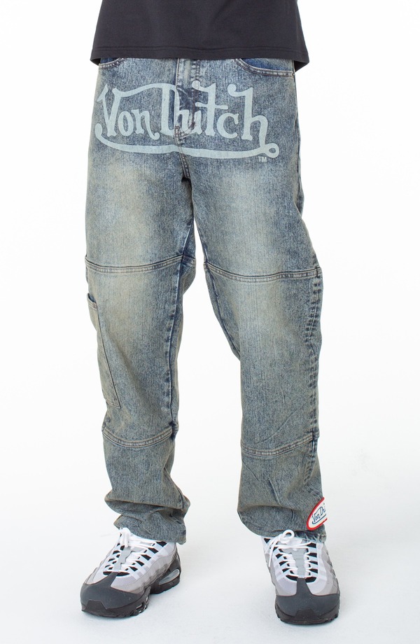 フォンダッチ メンズ ボトムス ジーンズズボン下 引っ切り無い Von Dutch Acid Straight Leg Angel Jean Hazestone