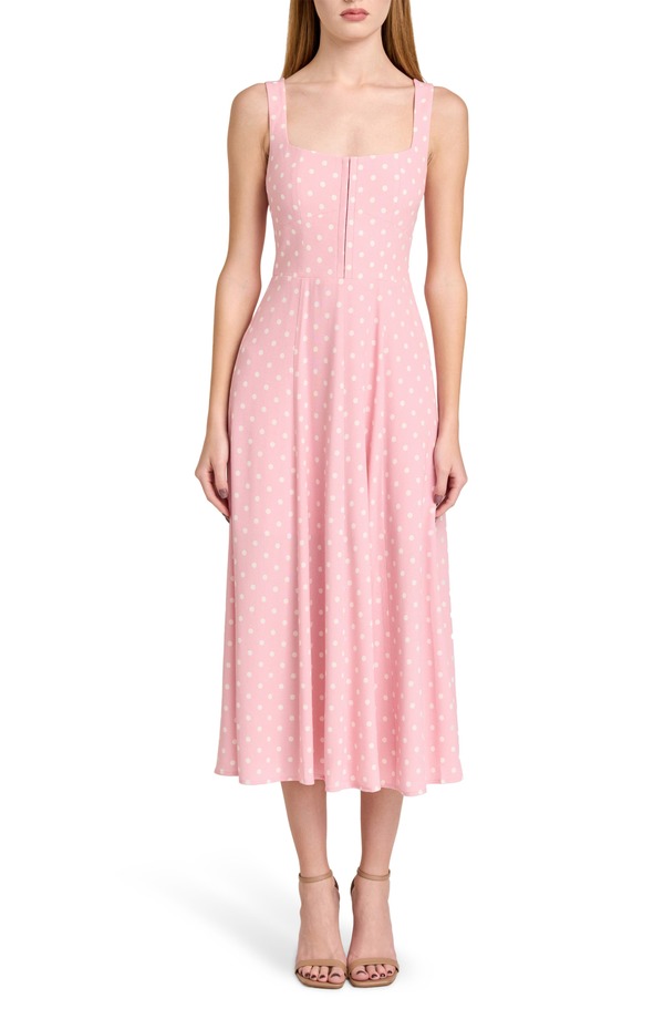 ワイフ レディース トップス ワンピース ドット柄 ドット ミディ WAYF Leonie Polka Dot Corset Midi Dress Pink Polka Dot ピンク