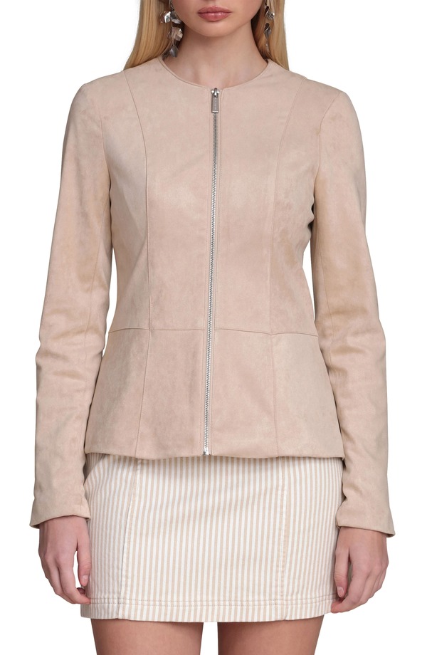 バガテル レディース アウター 上衣・上衣 スエードクロス Bagatelle Peplum Faux Suede Jacket Oat