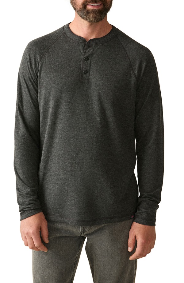 ファレティ メンズ トップス Tシャツ Faherty Cloud Long Sleeve Henley Charcoal Heather チャコール