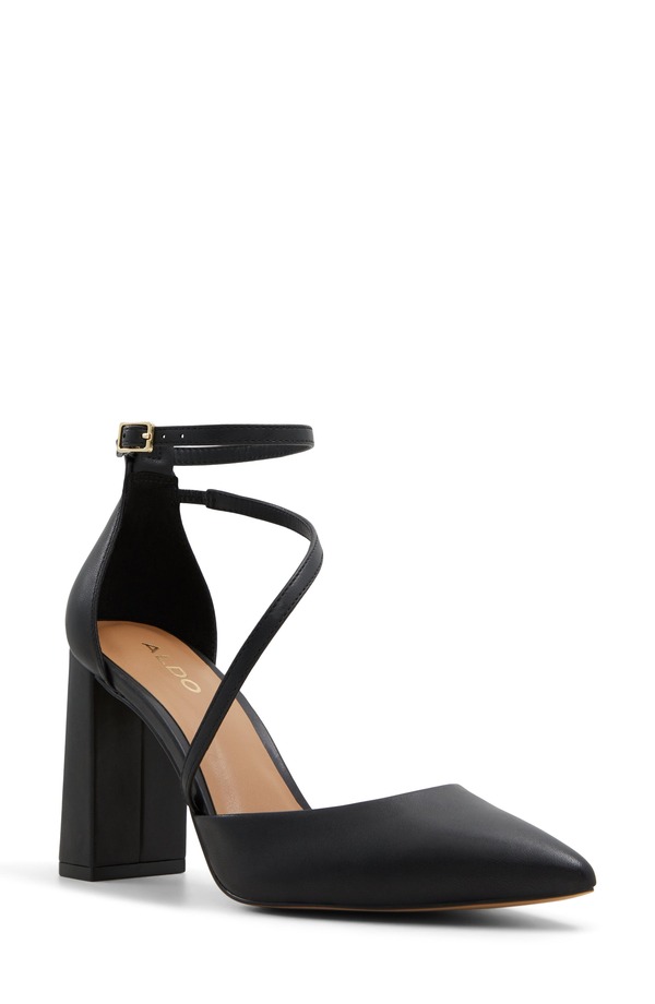 アルド レディース シューズ 踵 アンクル ALDO Milley Ankle Strapointed Toe Pump Black 黒いこと