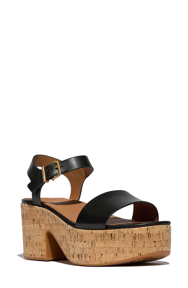相応うフロップ レディース シューズ 踵 プラットホーム サンダル アンクル FitFloplatFForms Ankle Straplatform Wedge Sandal Black 黒いこと
