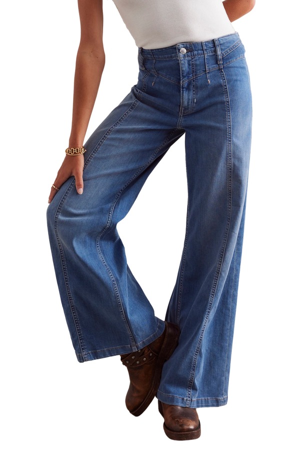 フリーピープル レディース ボトムス デニムパンツ ワイドレッグ ジーンズ Free People Libre Front Yoke Wide Leg Jeans Goodie|ReVida 店