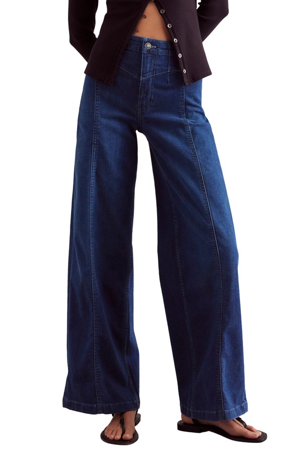 フリーピープル レディース ボトムス デニムパンツ ワイドレッグ ジーンズ Free People Libre Front Yoke Wide Leg Jeans Lock And Key|ReVida 店