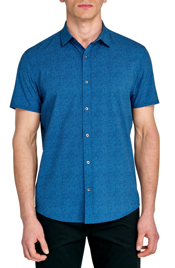ダブリューアールケー メンズ トップス シャツ W.R.K Trim Fit Short Sleeve Performance Button-Up Shirt Blue ブルー