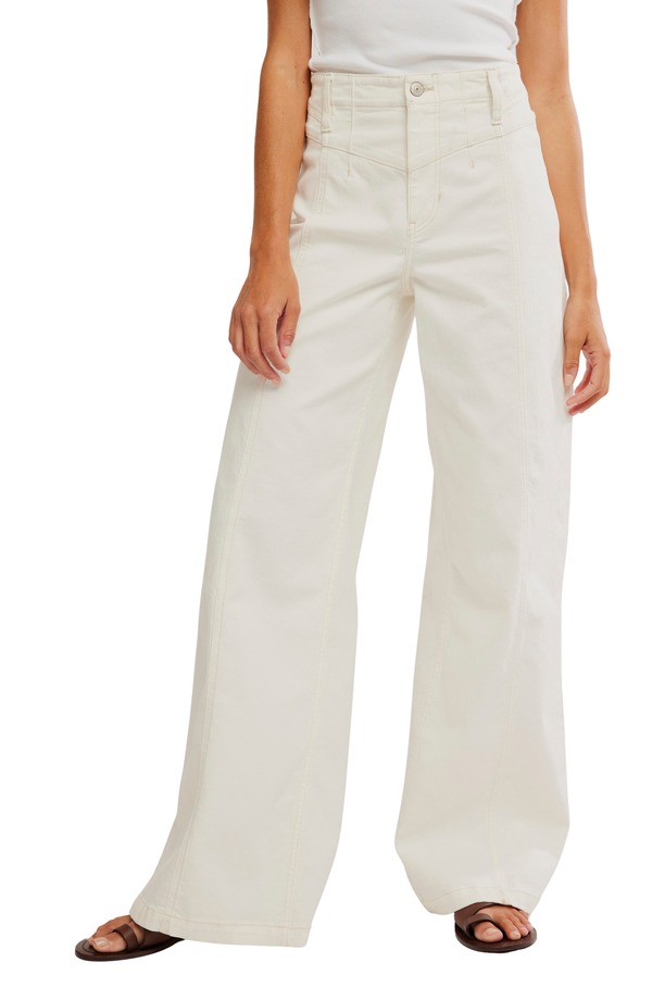 フリーピープル レディース ボトムス デニムパンツ ワイドレッグ ジーンズ Free People Libre Front Yoke Wide Leg Jeans Island Lights｜ReVida 店