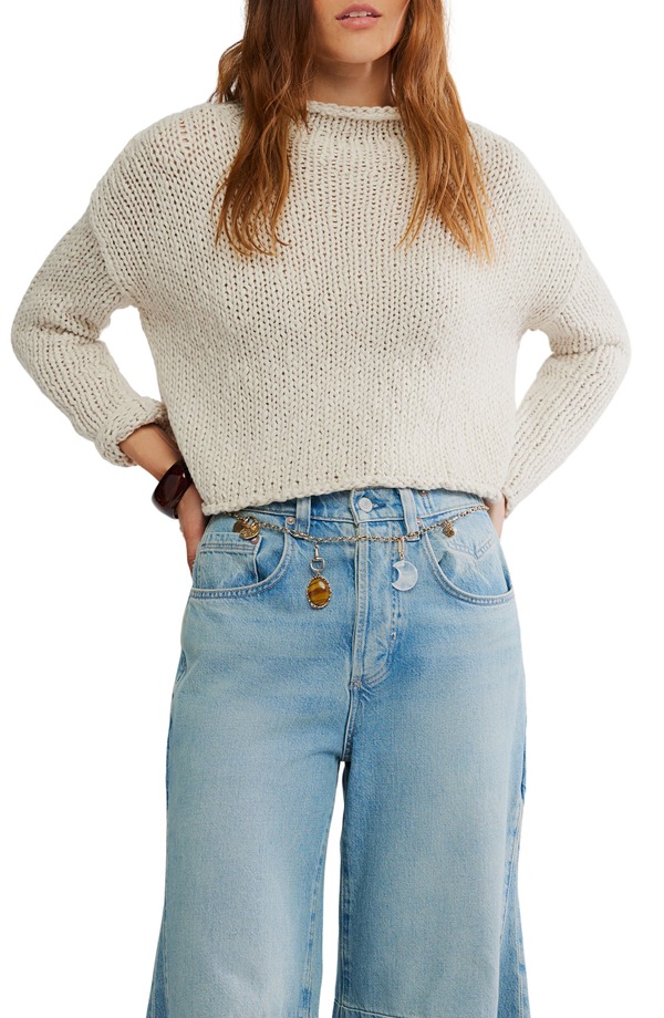 フリーピープル レディース アウター パーカー・スウェット セーター Free People Opal Roll Neck Crop Sweater Tea