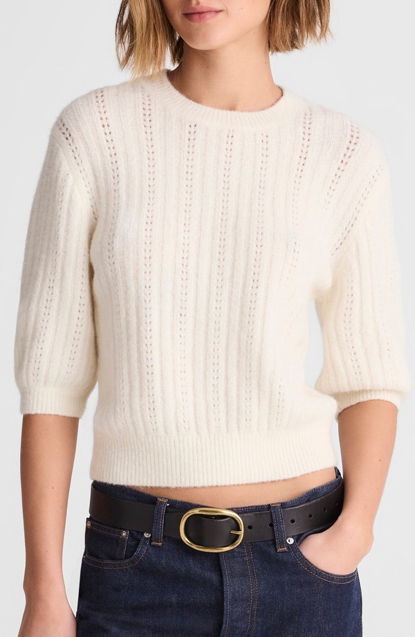 メイドウェル レディース アウター パーカー・スウェット セーター Madewell CloudSoft Short Sleeve Sweater Antique Cream クリーム