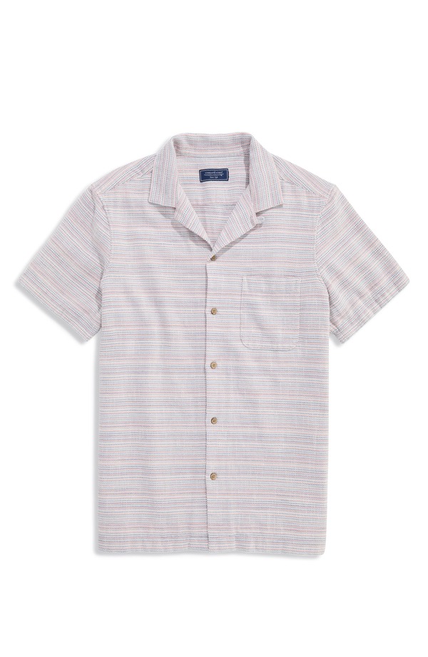 ヴァインヤードヴァインズ メンズ トップス シャツ コットン vineyard vines Coral Stripe Cotton Camp Shirt Peaches & Cream クリーム
