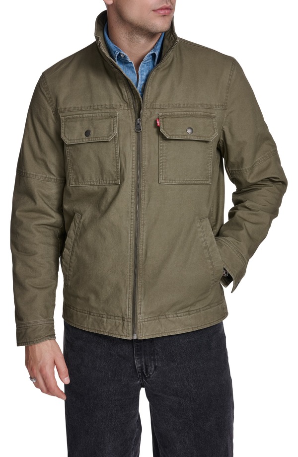 リーバイス メンズ アウター ジャケット・ブルゾン コットン Levi'slub Cotton Military Jacket Olive Tree オリーブ|ReVida 店