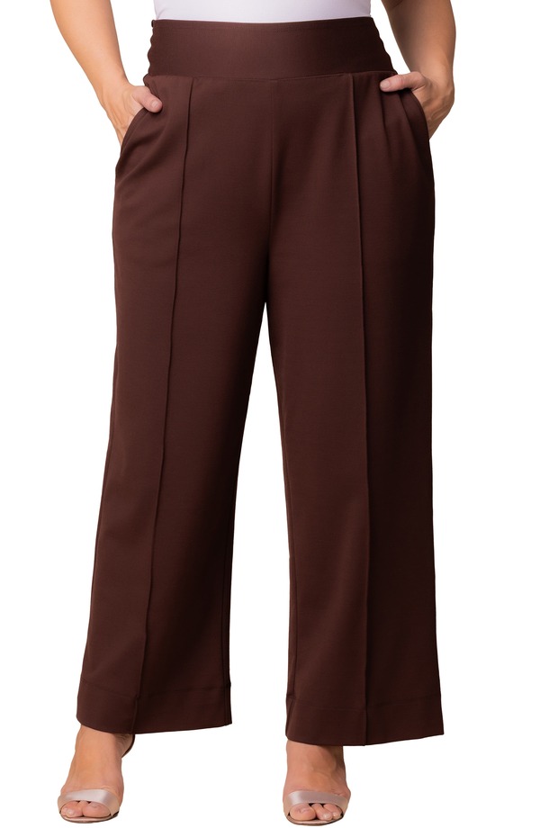 キヨナ レディース ボトムス レギンス ワイドレッグ ハイウエスト パンツ Kiyonna High Waist Wide Leg Ponte Pants Chocolate チョコレート