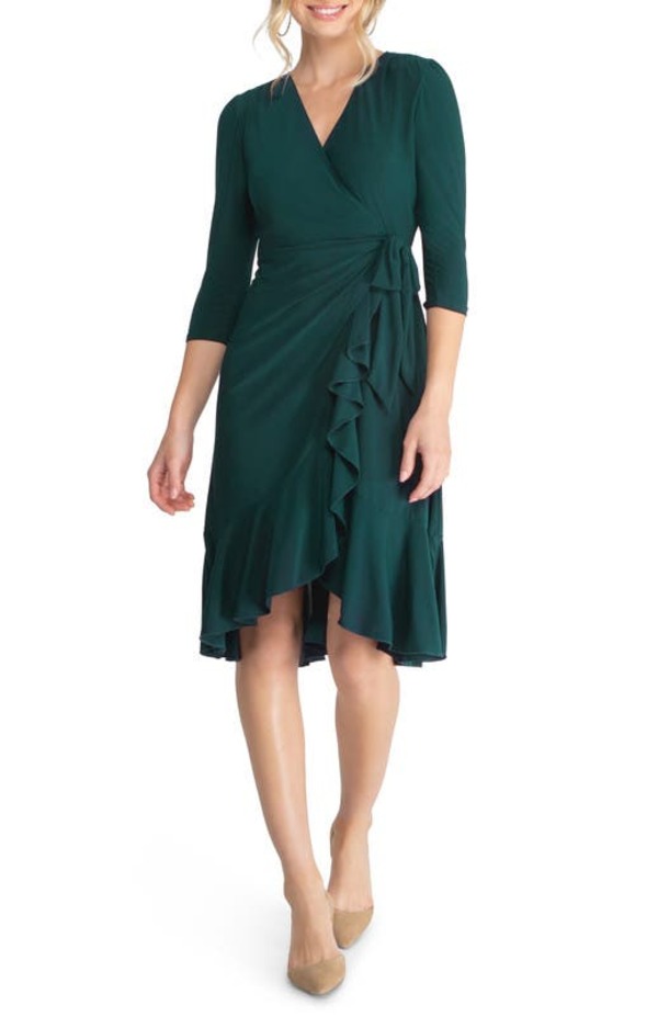 キヨナ レディース トップス ワンピース ミディ Kiyonna Whimsy Midi Wrap Dress Hunter Green グリーン
