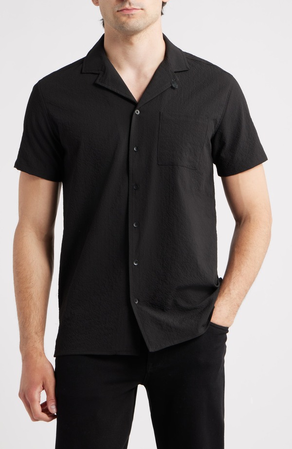 ダブリューアールケー メンズ トップス シャツ W.R.K Crinkle Camp Shirt Black ブラック