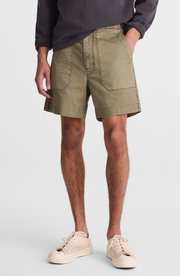 メイドウェル メンズ ボトムス 二分の一ズボン下・さる股引き 遊撃手ズボン下 Madewell Herringbone Twill Fatigue Shorts Fatigue