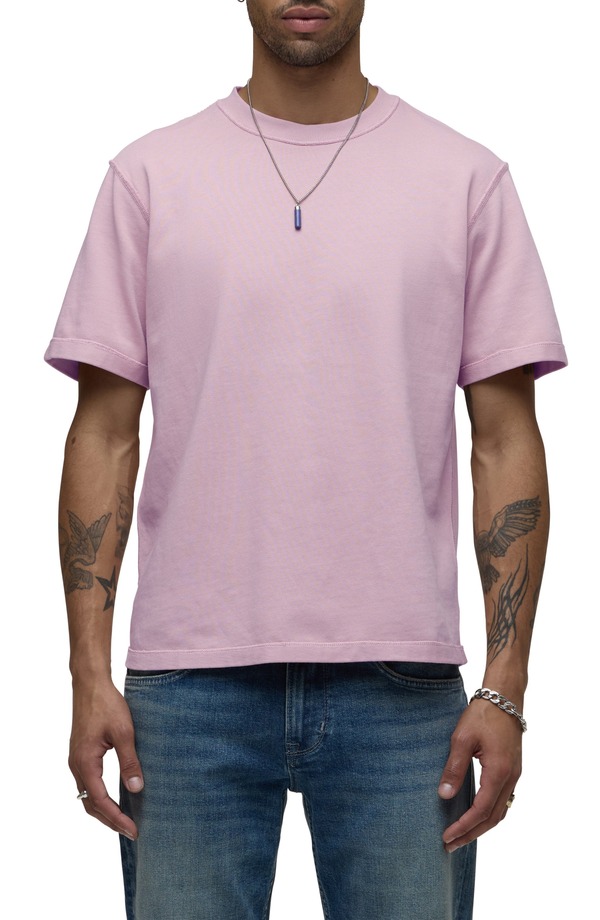 ハドソンジーンズ メンズ トップス Tシャツ コットン Hudson Jeans Heavyweight Cotton T-Shirt Pale Rosewood｜ReVida 店