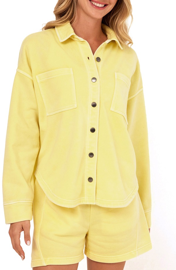 スレッズ・フォー・ソート レディース アウター ジャケット・ブルゾン シャツ フリース Threads 4 Thought Blaire Mineral Wash Fleece Shirt Jacket Lemonade