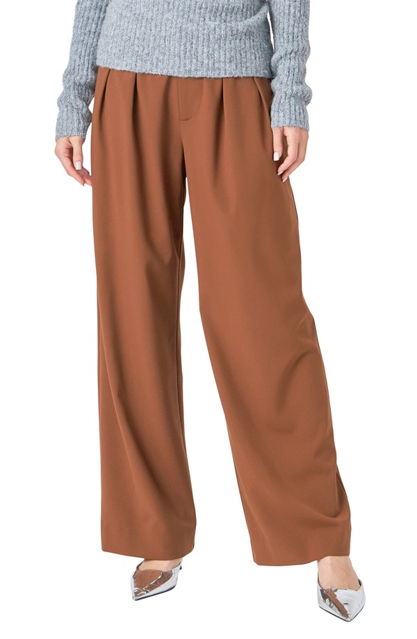 エンドレスローズ レディース ボトムス レギンス ワイドレッグ ハイウエスト パンツ Endless Rose High Waist Wide Leg Pants Brown ブラウン