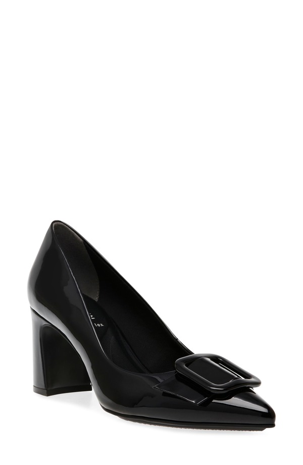アンクライン レディース シューズ 踵 Anne Klein Bentley Buckle Pump Black Patent 黒いこと