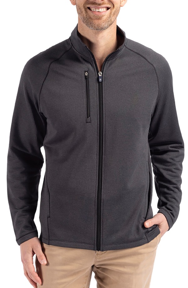 カッターアンドバック メンズ アウター パーカー・スウェット フリース ジャケット Cutter & Buck Peshastin Fleece Full Zip Jacket Black Heather ブラック