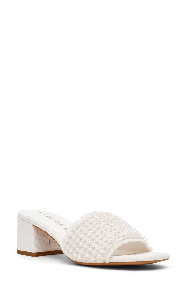 アンクライン レディース シューズ 踵 サンダル Anne Klein Dolls Block Heel Sandal Pearl パール