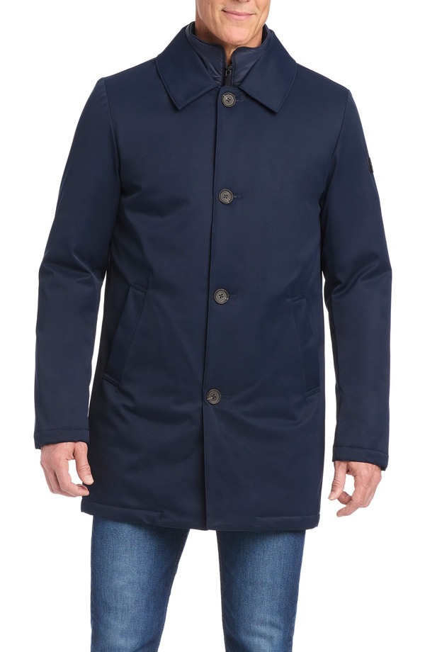 ヴィンスカムート メンズ アウター ジャケット・ブルゾン コート Vince Camuto Rain Tek Coat with Removable Bib Navy ネイビー
