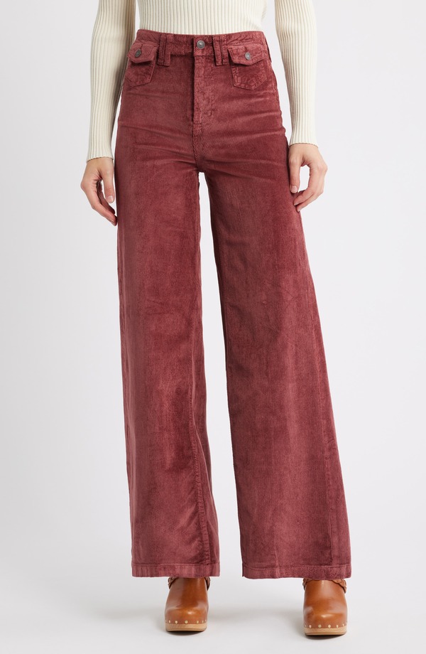 フリーピープル レディース ボトムス レギンス ワイドレッグ コーデュロイ ハイウエスト パンツ Free People Kellee High Waist Wide Leg Corduroy Palazzo Pants Brick Wall
