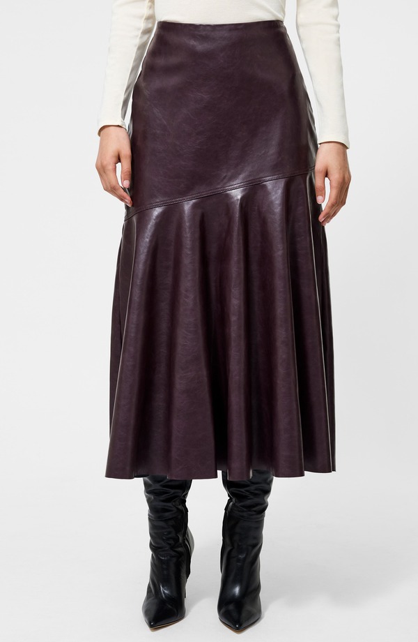 フレンチコネクション レディース ボトムスカート プリーツ ミディ レザー フェイクレザー French Connection Kayleigh Pleated Faux Leather Midi Skirt Bordeaux