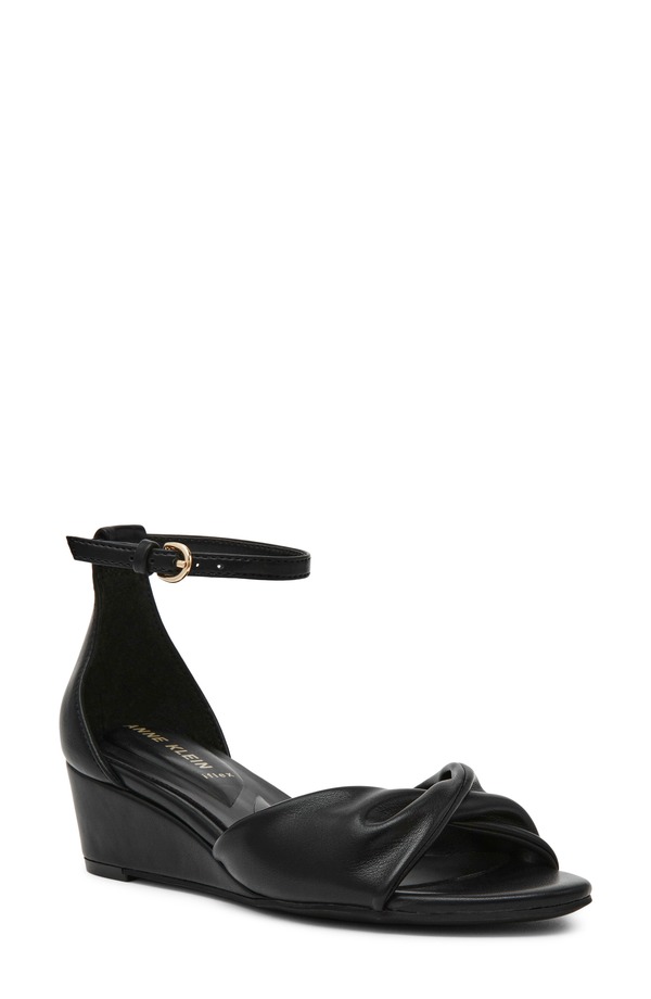 アンクライン レディース シューズ 踵 サンダル アンクル Anne Klein Whitby Ankle Strap Slide Sandal Black Smooth 黒いこと