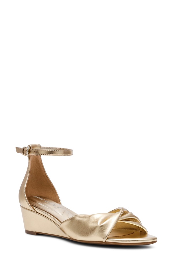 アンクライン レディース シューズ 踵 サンダル アンクル Anne Klein Whitby Ankle Strap Slide Sandal Gold ゴールド