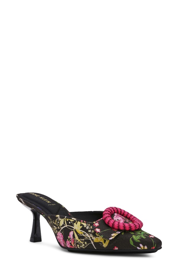アンクライン レディース シューズ ヒール Anne Klein Cassia Kitten Heel Mule Black Floral ブラック