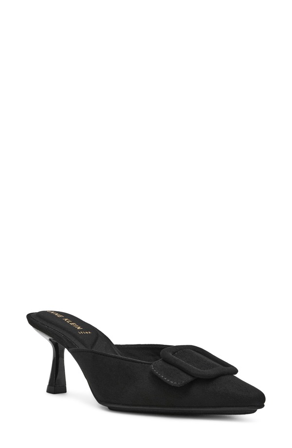 アンクライン レディース シューズ ヒール Anne Klein Cassia Kitten Heel Mule Black Microsuede ブラック