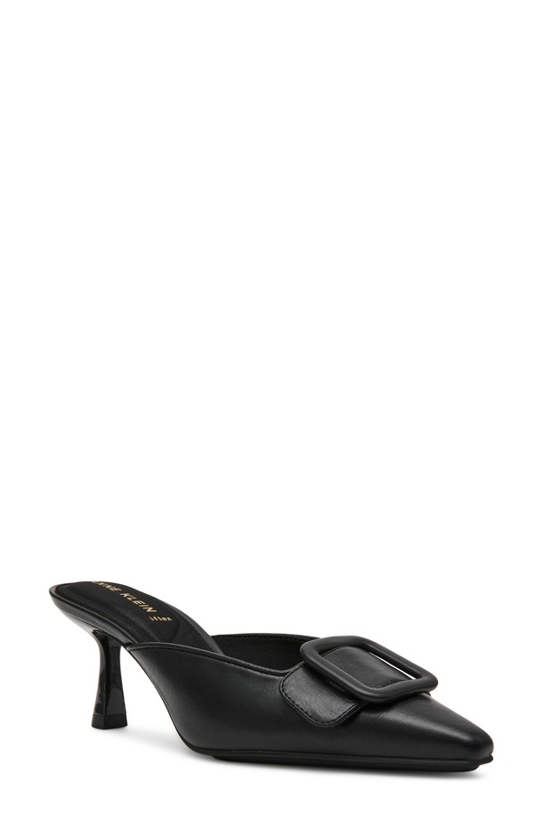 アンクライン レディース シューズ ヒール Anne Klein Cassia Kitten Heel Mule Black Pu ブラック