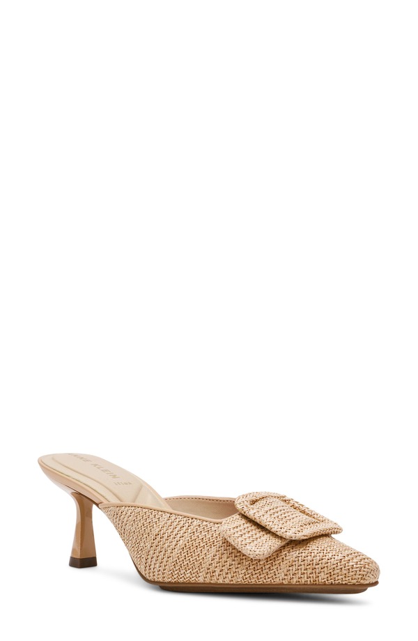 アンクライン レディース シューズ ヒール Anne Klein Cassia Kitten Heel Mule Natural Raffia