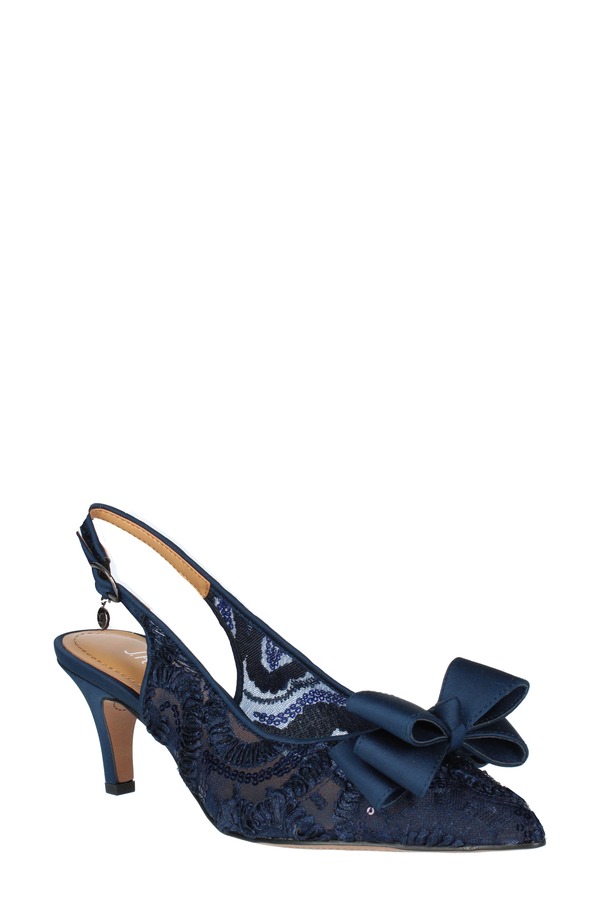 ジェイレニー レディース シューズ 踵 J. Rene J.Rene Yazmine Pointed Toe Slingback Pump Navy 米国海軍