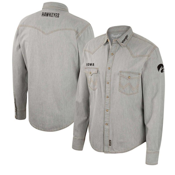 コロシアム メンズ アウター パーカー・スウェット シャツ Men's Colosseum x Wrangler Gray Iowa Hawkeyes Cowboy Cut Western Full-Snap Long Sleeve Shirt Gray グレー|ReVida 店