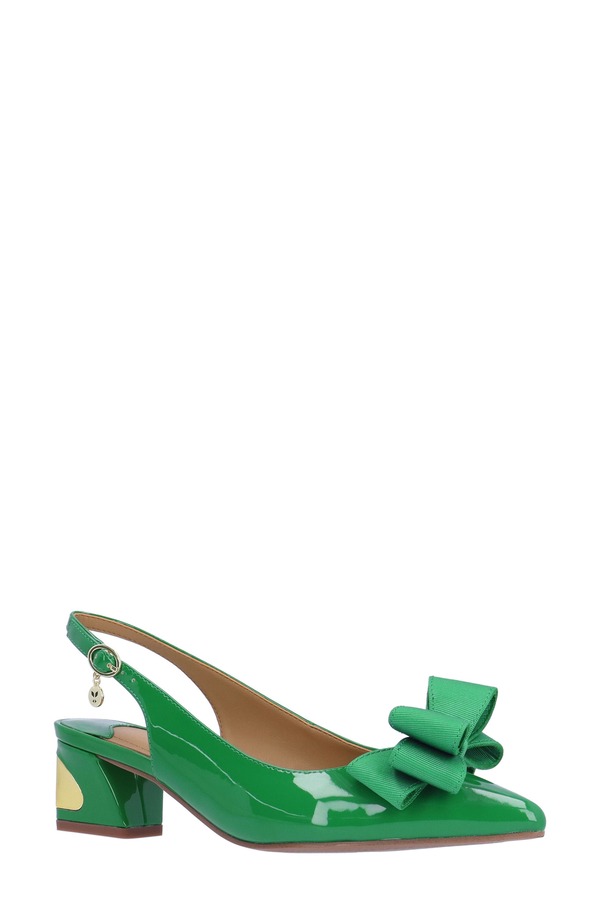 ジェイレニー レディース シューズ 踵 J. Rene Kimma Slingback Pointed Toe Pump Green 緑であること