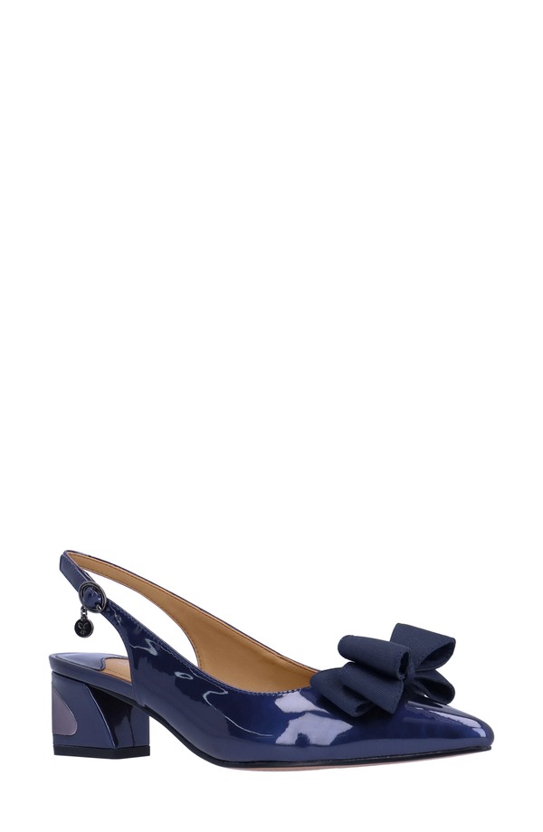 ジェイレニー レディース シューズ 踵 J. Rene Kimma Slingback Pointed Toe Pump Navy 米国海軍