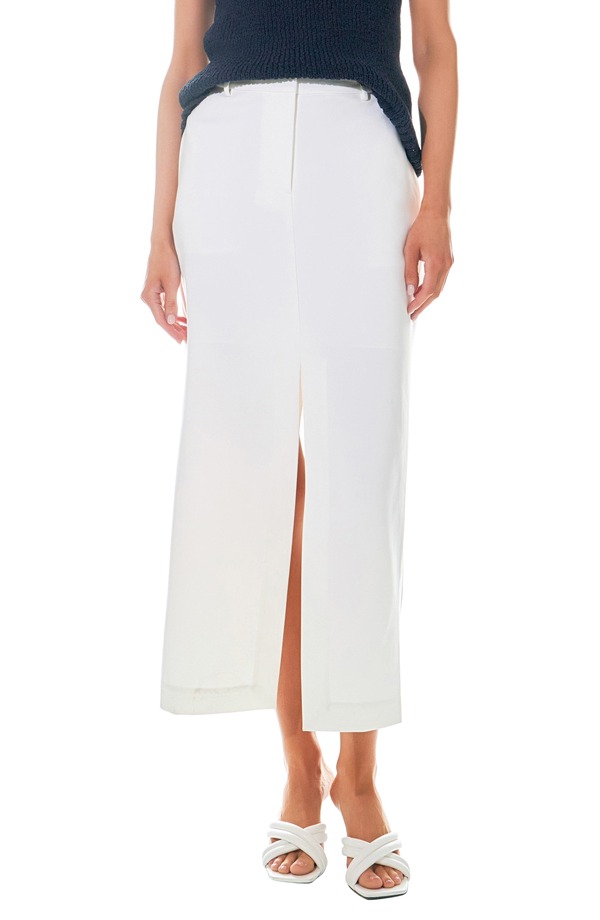 グレー ラブ レディース ボトムスカート フロントスリット マキシ Grey Lab Front Slit Mid Rise Maxi Skirt White ホワイト