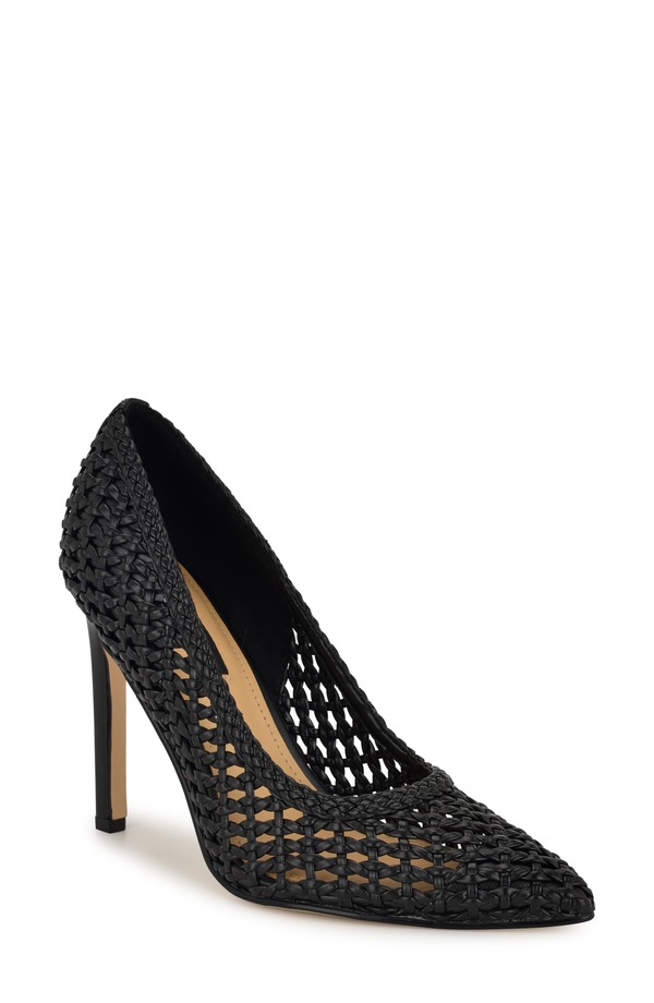 ナインウェスト レディース シューズ ヒール Nine Westatiana Pointed Toe Pump Black Woven ブラック|ReVida 店