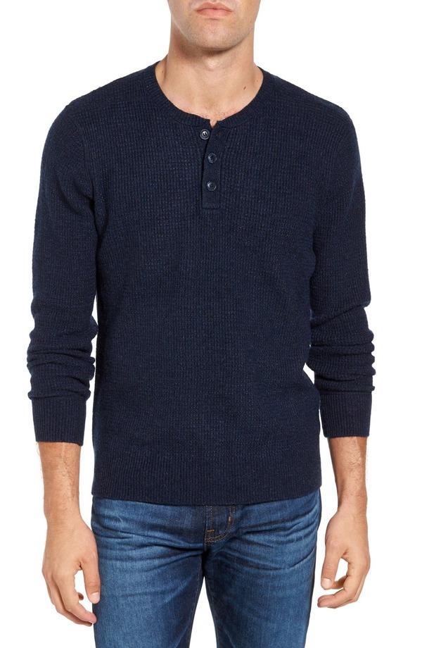 ショット ニューヨーク メンズ トップス Tシャツ Schott NYC Thermal Henley Navy ネイビー