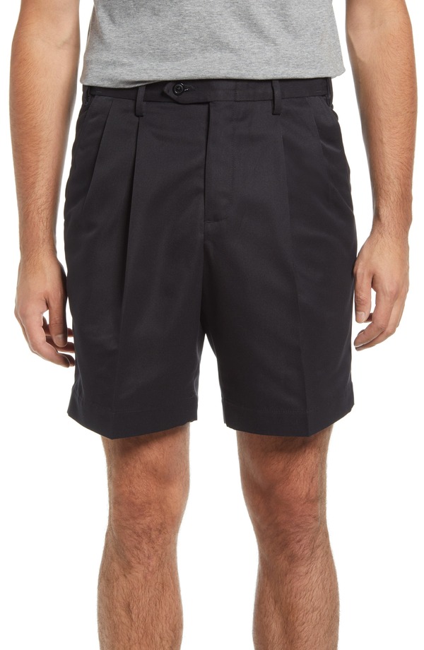 ベール メンズ ボトムス ハーフパンツ・ショーツ プリーツ ショートパンツ Berle Pleated Shorts Black ブラック