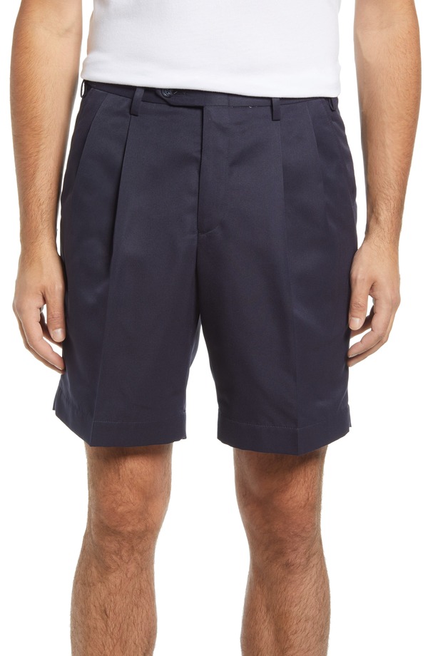 ベール メンズ ボトムス ハーフパンツ・ショーツ プリーツ ショートパンツ Berle Pleated Shorts Navy ネイビー