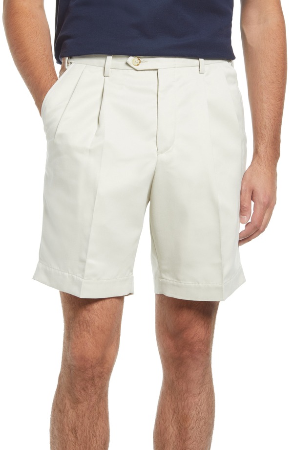 ベール メンズ ボトムス ハーフパンツ・ショーツ プリーツ ショートパンツ Berle Pleated Shortstone ストーン