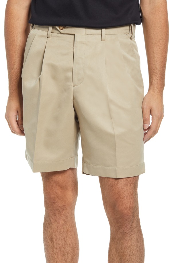 ベール メンズ ボトムス ハーフパンツ・ショーツ プリーツ ショートパンツ Berle Pleated Shorts Tan タン