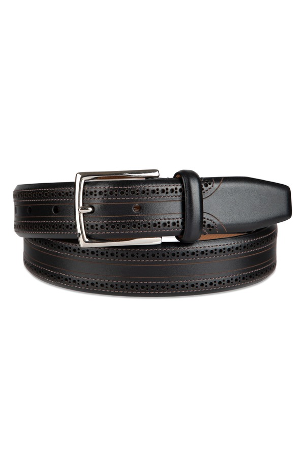 電話を掛けるハーン メンズ 付属品 胴締め ブローグ なめし革 Cole Haan Brogue Leather Belt Black 黒いこと