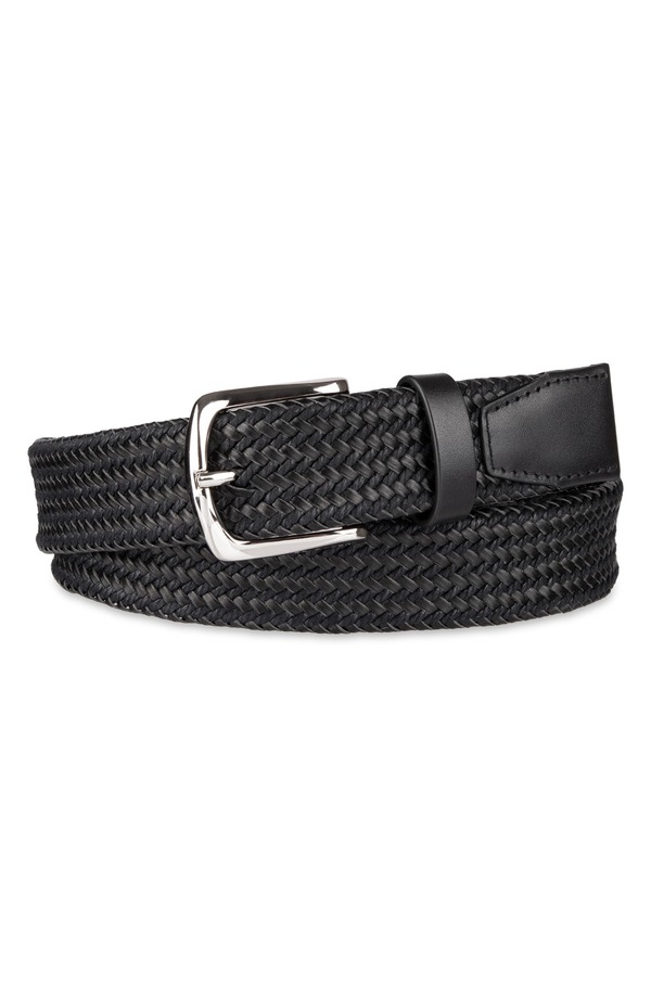 電話を掛けるハーン メンズ 付属品 胴締め なめし革 Cole Haan Braided Leather \u0026 Rope Belt Black 黒いこと