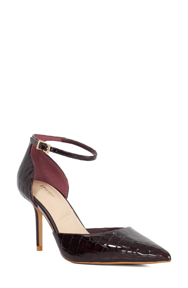 デューンロンドン レディース シューズ ヒール アンクル Dune London Calmness Ankle Strapointed Toe Pump Burgundy バーガンディ｜ReVida 店